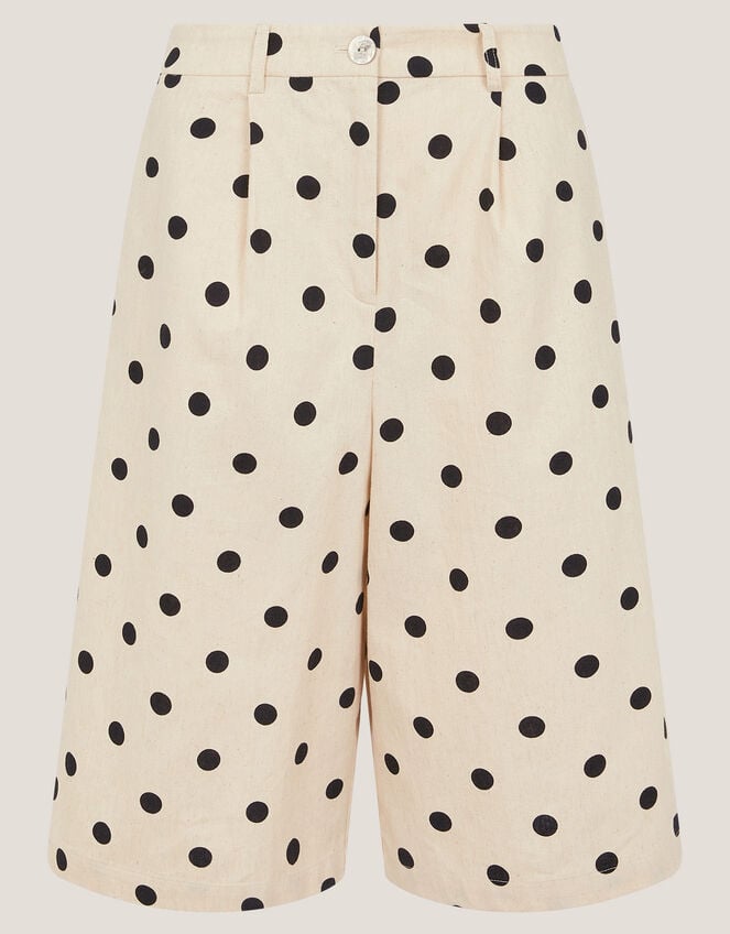 Isabel Polka Dot Longline Shorts, Ivory (IVORY), large