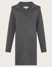 Nora Collared Mini Jumper Dress, Grey (CHARCOAL), large