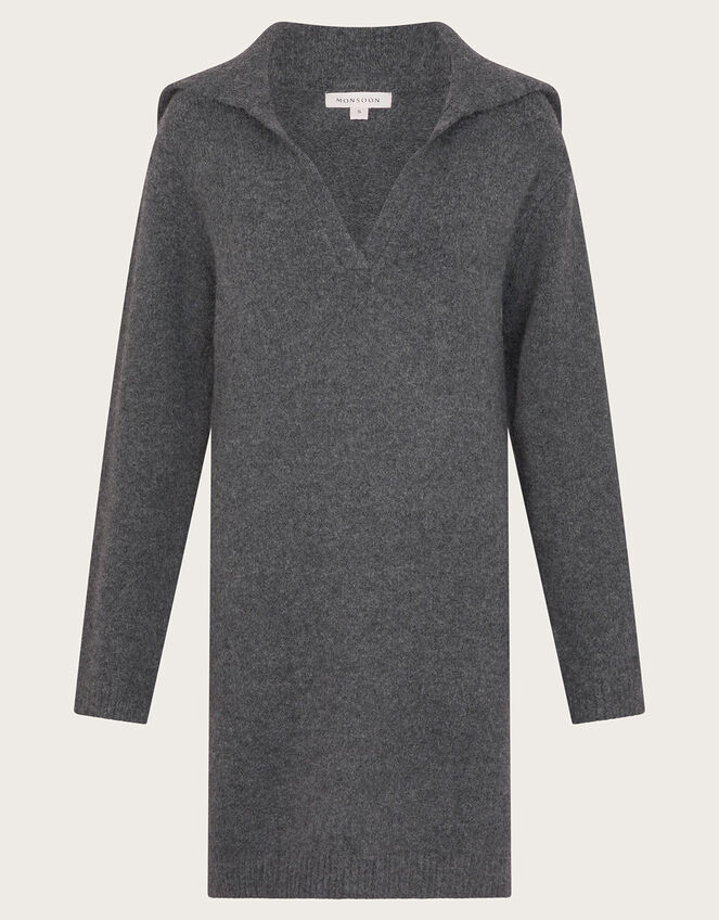 Nora Collared Mini Jumper Dress, Grey (CHARCOAL), large