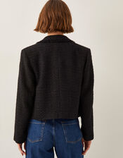 Rubi Crop Tweed Blazer, Black (BLACK), large