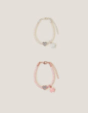 2-Pack Heart & Rose Tube Bracelets, , large