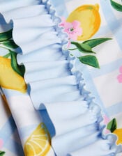 Baby Lemon Tile Print Swimsuit, Blue (BLUE), large