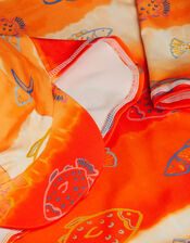 Fish Print UPF50+ Swimsuit & Sun Hat , Orange (ORANGE), large
