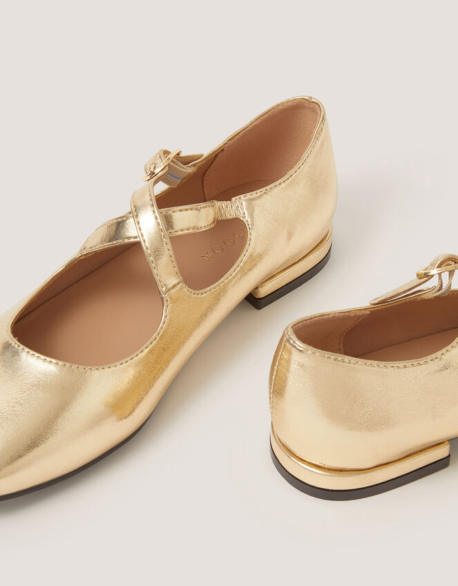 Dana Metallic Mary Jane Ballet Flats, Gold (GOLD), large