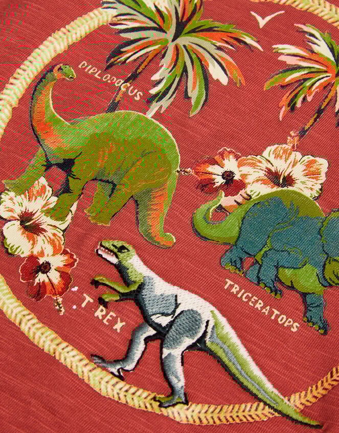 Dinosaur Graphic Cotton T-Shirt, Red (RED), large