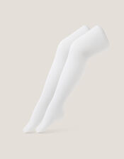 2-Pack Plain Tights, White (WHITE), large