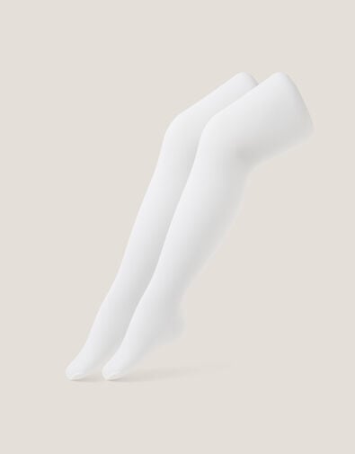 2-Pack Plain Tights, White (WHITE), large
