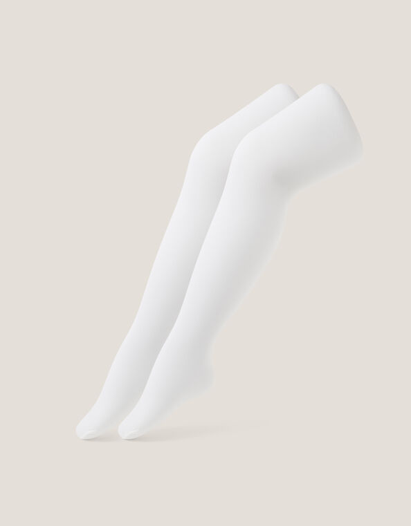 2-Pack Plain Tights, White (WHITE), large