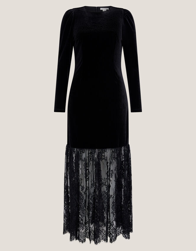 Verity Velvet Lace Maxi Dress, Black (BLACK), large