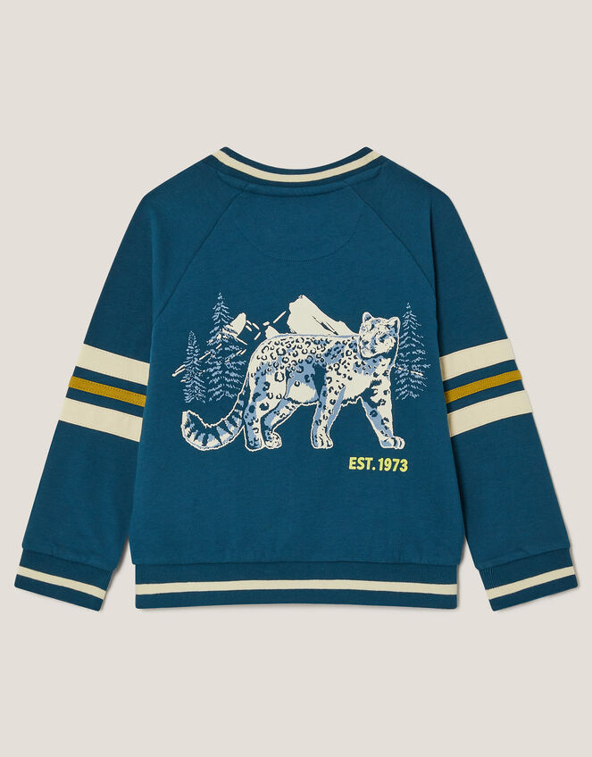 Snow Leopard Varsity Sweatshirt, Blue (BLUE), large