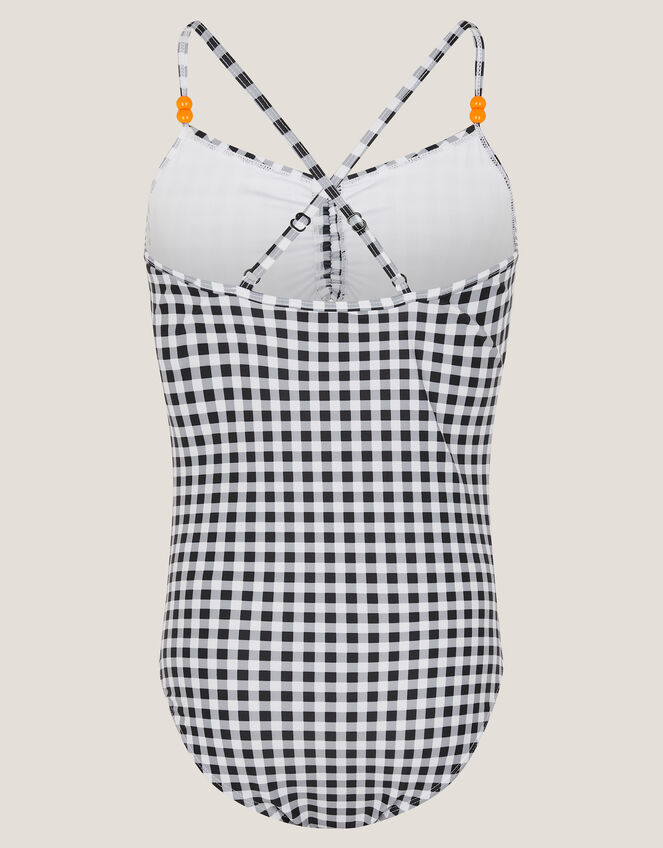 Gingham Cut Out Swimsuit, Black (BLACK), large