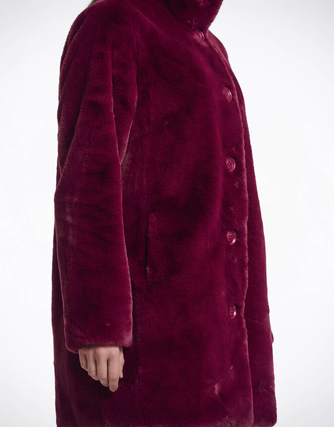 Rino & Pelle Nonna Faux Fur Teddy Coat, Red (BURGUNDY), large