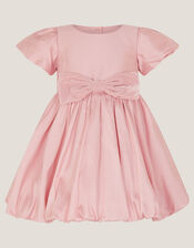 Baby Velvet Bow Bubble Hem Dress, Pink (DUSKY PINK), large
