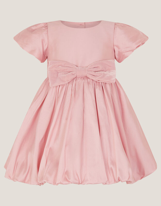 Baby Velvet Bow Bubble Hem Dress, Pink (DUSKY PINK), large