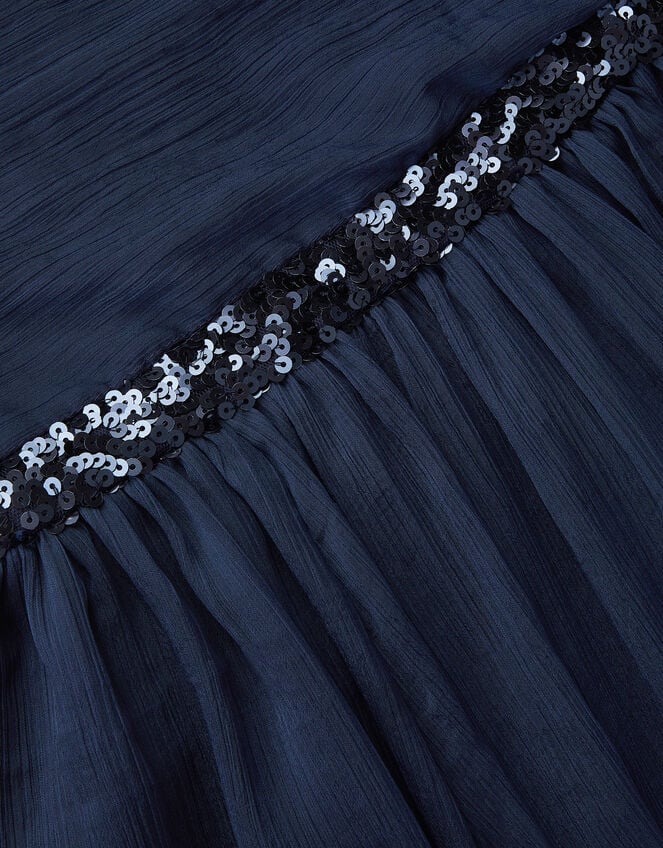 Sequin One Shoulder Prom Dress, Blue (NAVY), large