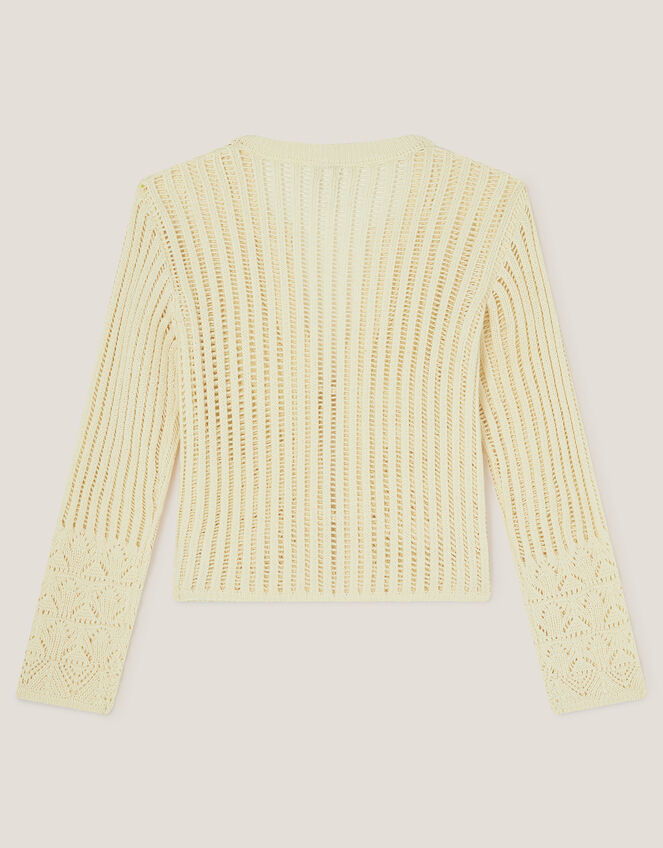 Cropped Knit Cardigan, Ivory (IVORY), large