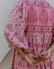 Dilli Grey Fara Floral Block Print Midi Dress, Pink (PINK), large