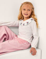 Embroidered Collar Top, Ivory (IVORY), large