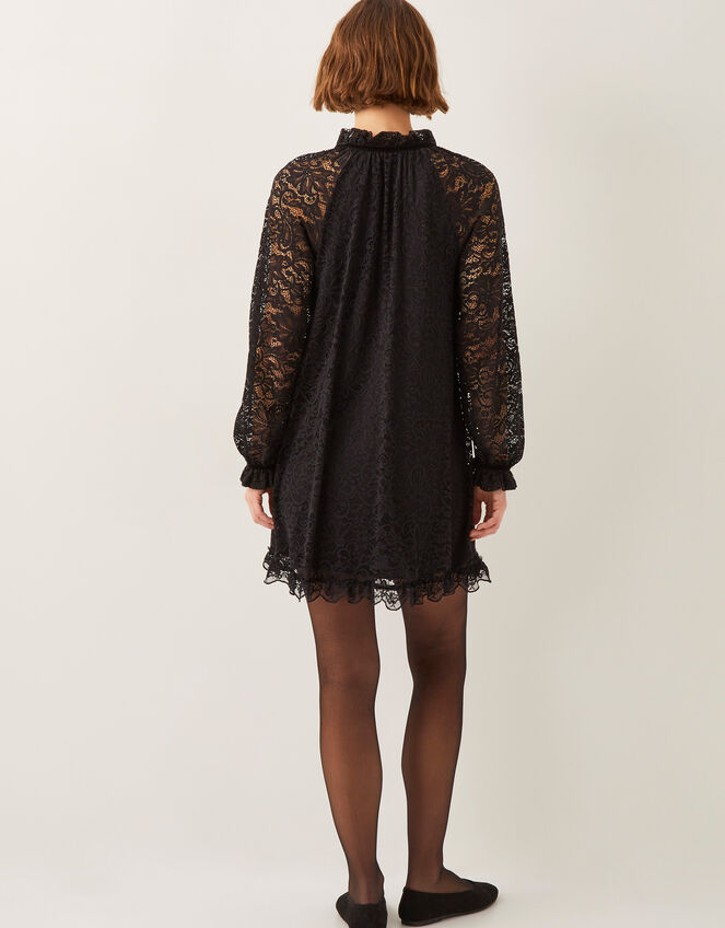 Lulu Long Sleeve Lace Mini Dress, Black (BLACK), large