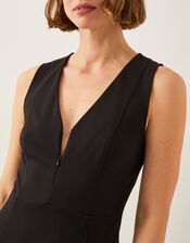 Polly Ponte Midi Dress, Black (BLACK), large