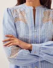 Emelie Lace Stripe Shirt, Blue (BLUE), large