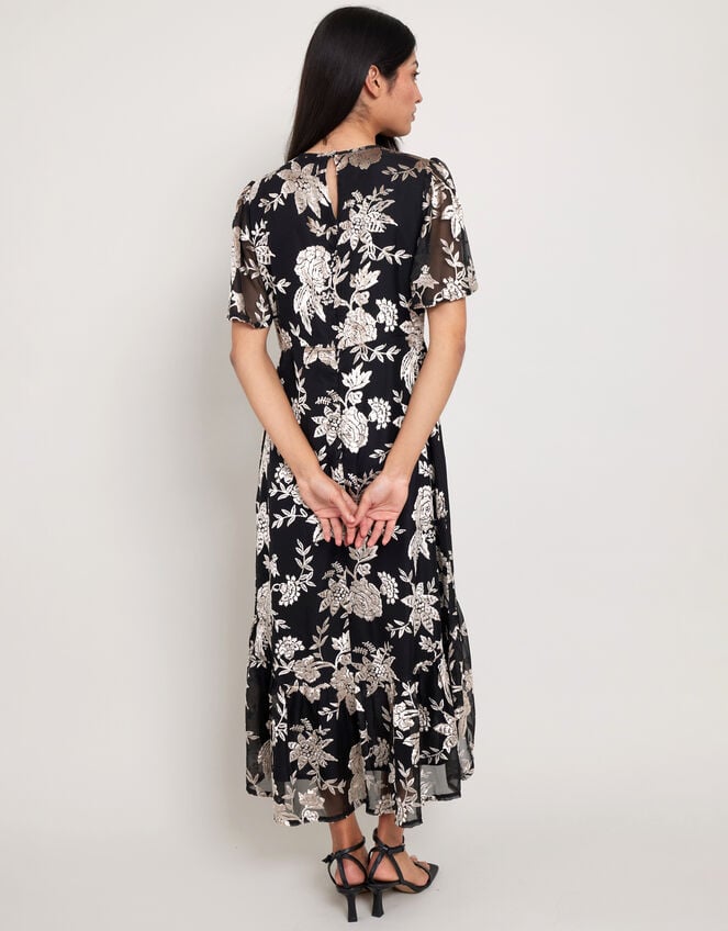 East Foil Floral Print Midi Dress, Black (BLACK), large