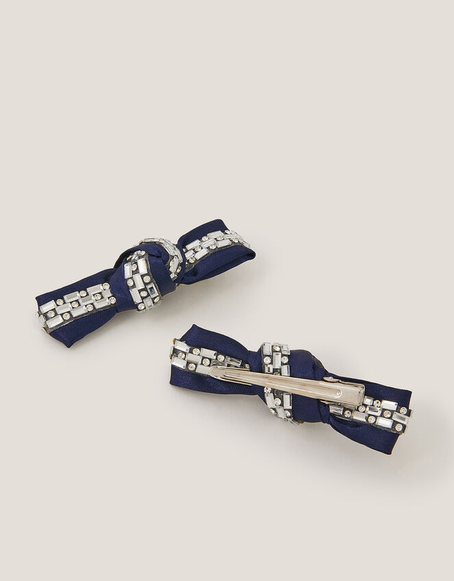 2-Pack Embellished Bow Hair Clips, , large