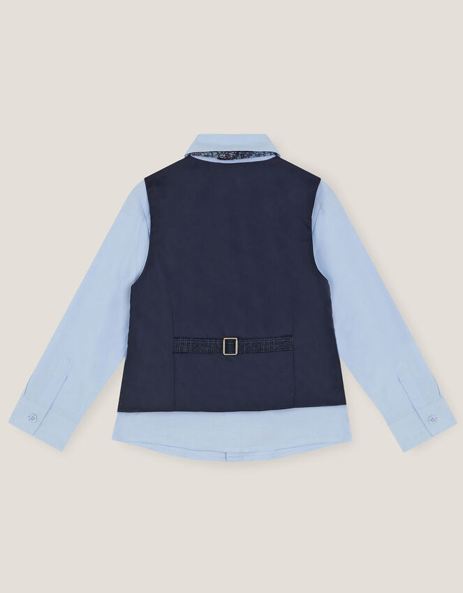 Three-Piece Oliver Check Waistcoat & Shirt Set, Blue (NAVY), large