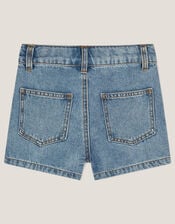 Embroidered Denim Shorts, Blue (BLUE), large