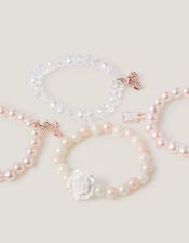 4-Pack Pearly Bead Charm Bracelets, , large