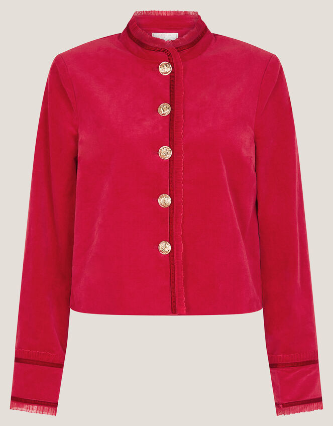Monsoon x Sarah Corbett-Winder Velvet Military Jacket, Red (RED), large