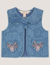 Monsoon x My Little Pony Chambray Quilted Waistcoat, Blue (BLUE), large