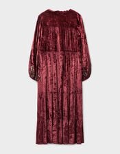 East Brogan Sequin Velvet Tiered Maxi Dress, Red (BERRY), large