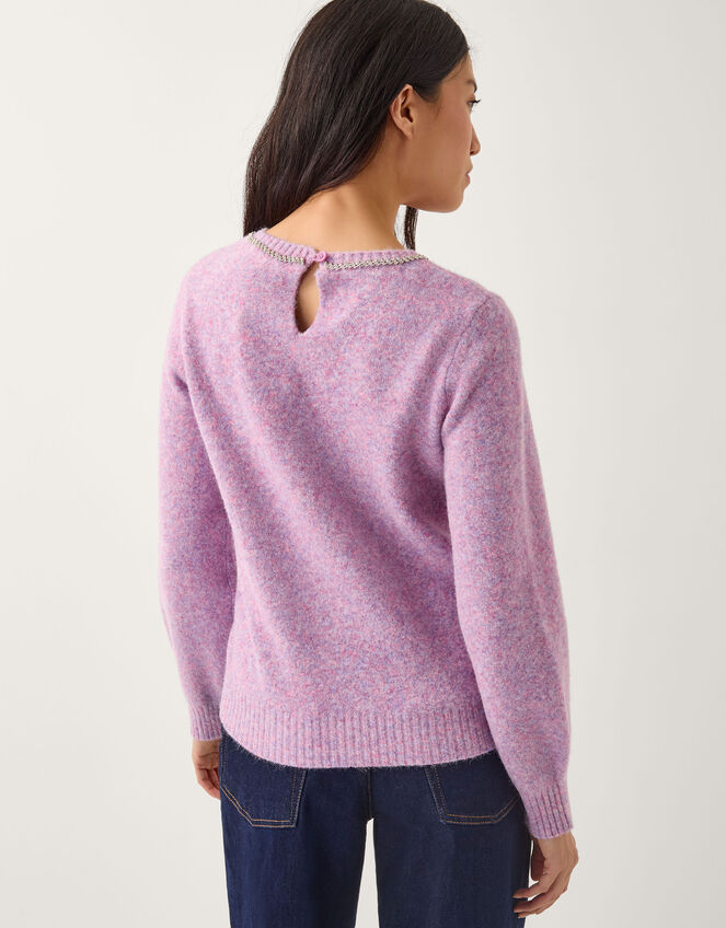 Ellen Diamant&eacute; Embellished Jumper, Purple (LILAC), large