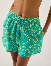 Lyla Floral Embroidered Shorts, Blue (BLUE), large