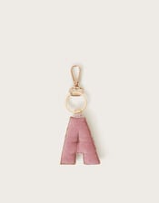 Embellished Floral Initial Keyring, Pink (PINK), large