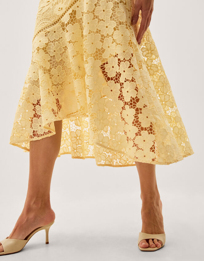 Gianna Sleeveless Lace Midi Dress, Yellow (YELLOW), large