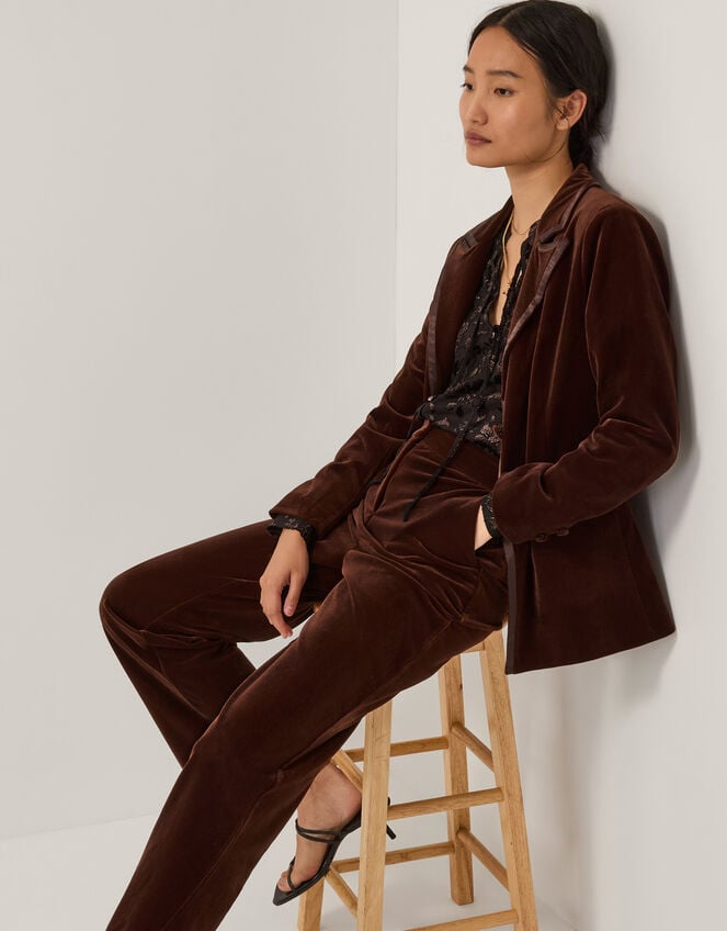 Mila Single Breasted Velvet Blazer, Copper (COPPER), large