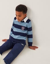 Varsity Stripe Polo Jumper, Blue (BLUE), large
