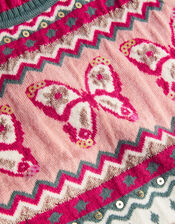 Butterfly Fair Isle Jumper Dress, Green (GREEN), large