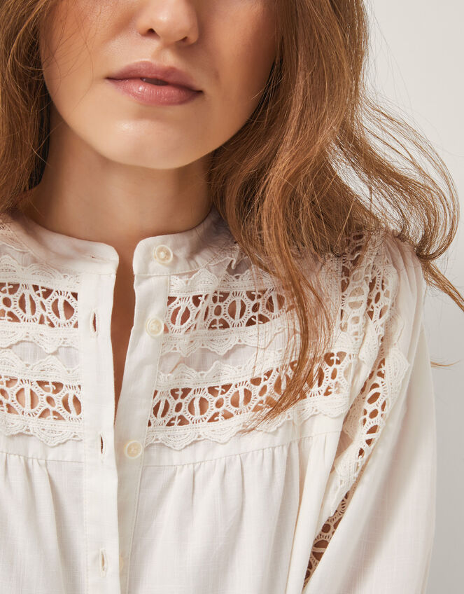 Tillie Cutwork Tiered Midi Dress, Ivory (IVORY), large