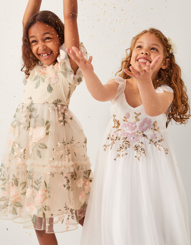 Kai Sequin Flower Maxi Dress, Ivory (IVORY), large