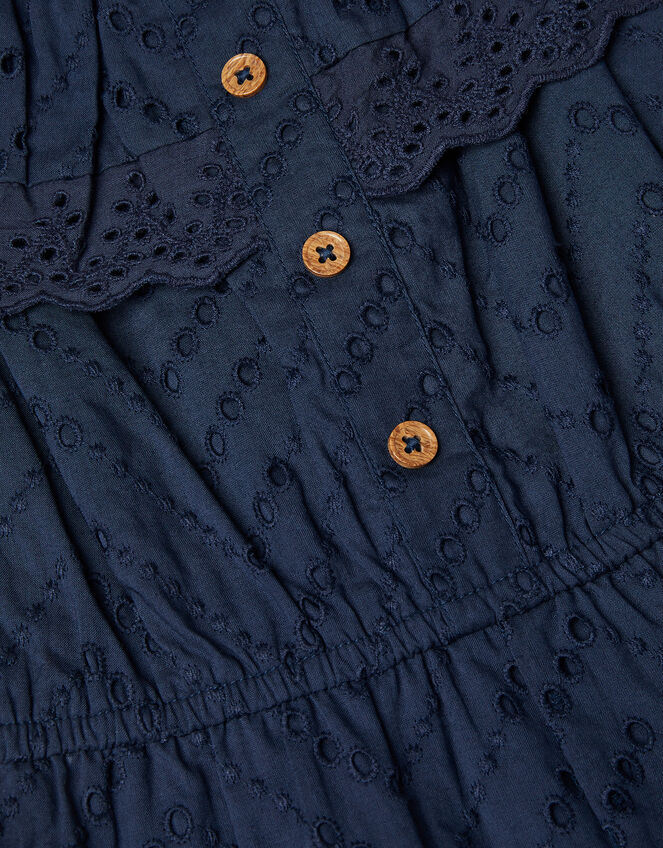 Frilly Broderie Playsuit, Blue (NAVY), large