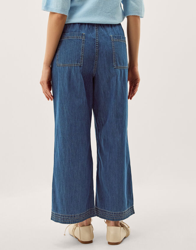 Heidi Drawstring Regular Wide Leg Jeans, Blue (MID AUTHENTIC BLUE), large