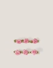2-Pack Satin Rose Hair Clips, , large
