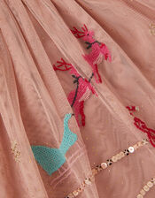 Baby Christmas Scene Tulle Disco Dress, Pink (PINK), large