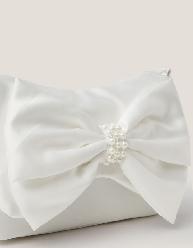 Pearl Bow Satin Bag, , large