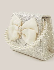 Glitter Pearl Bow Handbag, , large
