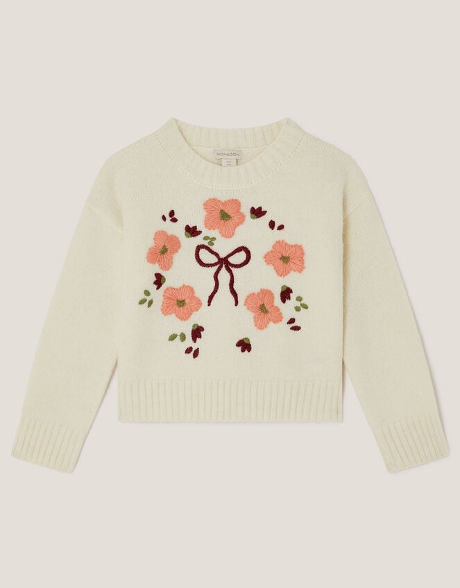 Floral Embroidered Jumper, Ivory (IVORY), large