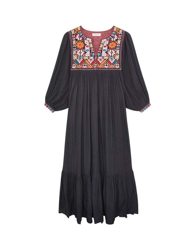Maison Hotel Sasha Embroidered Tunic Maxi Dress, Black (BLACK), large
